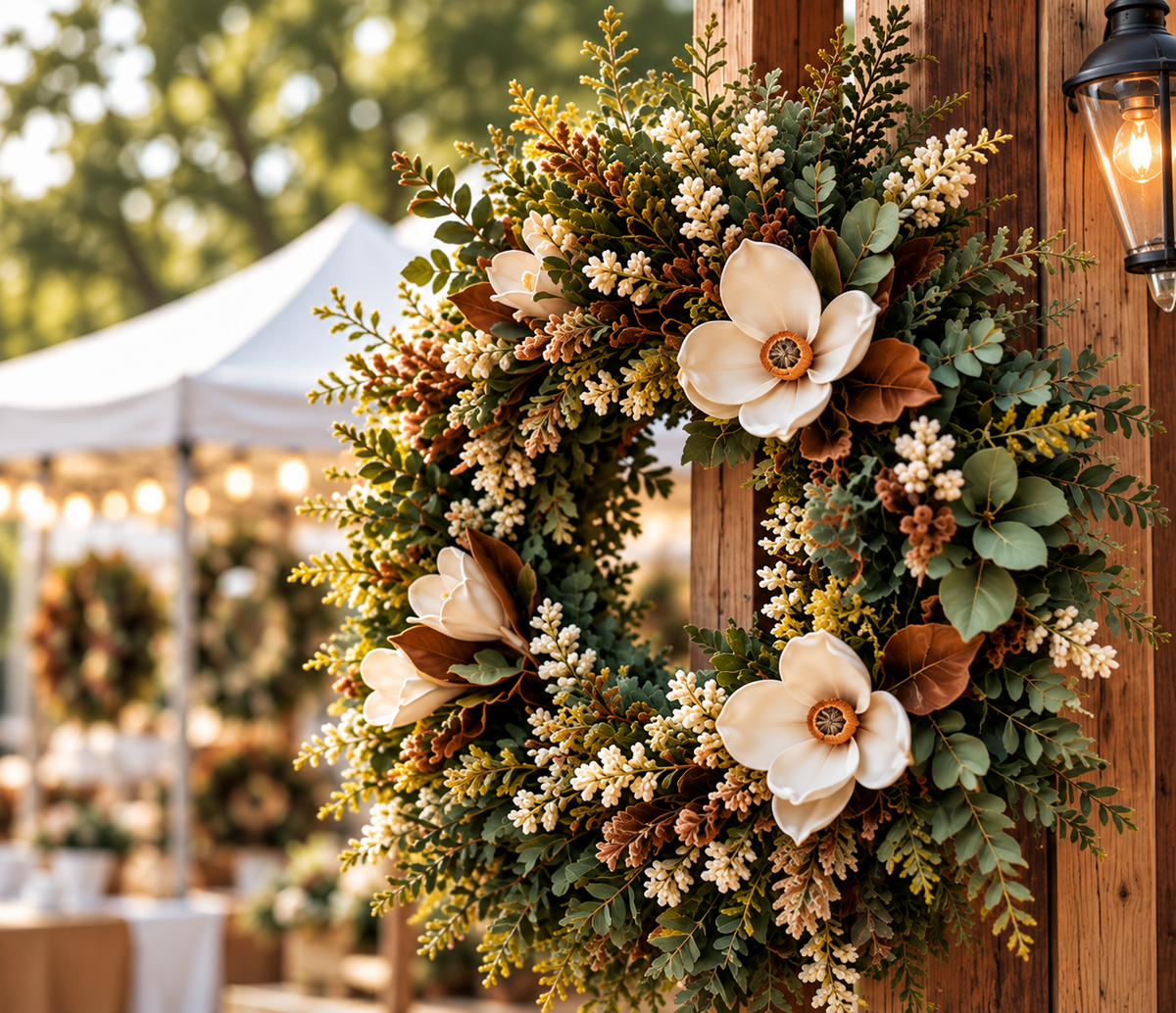 Handcrafted wreath at the market