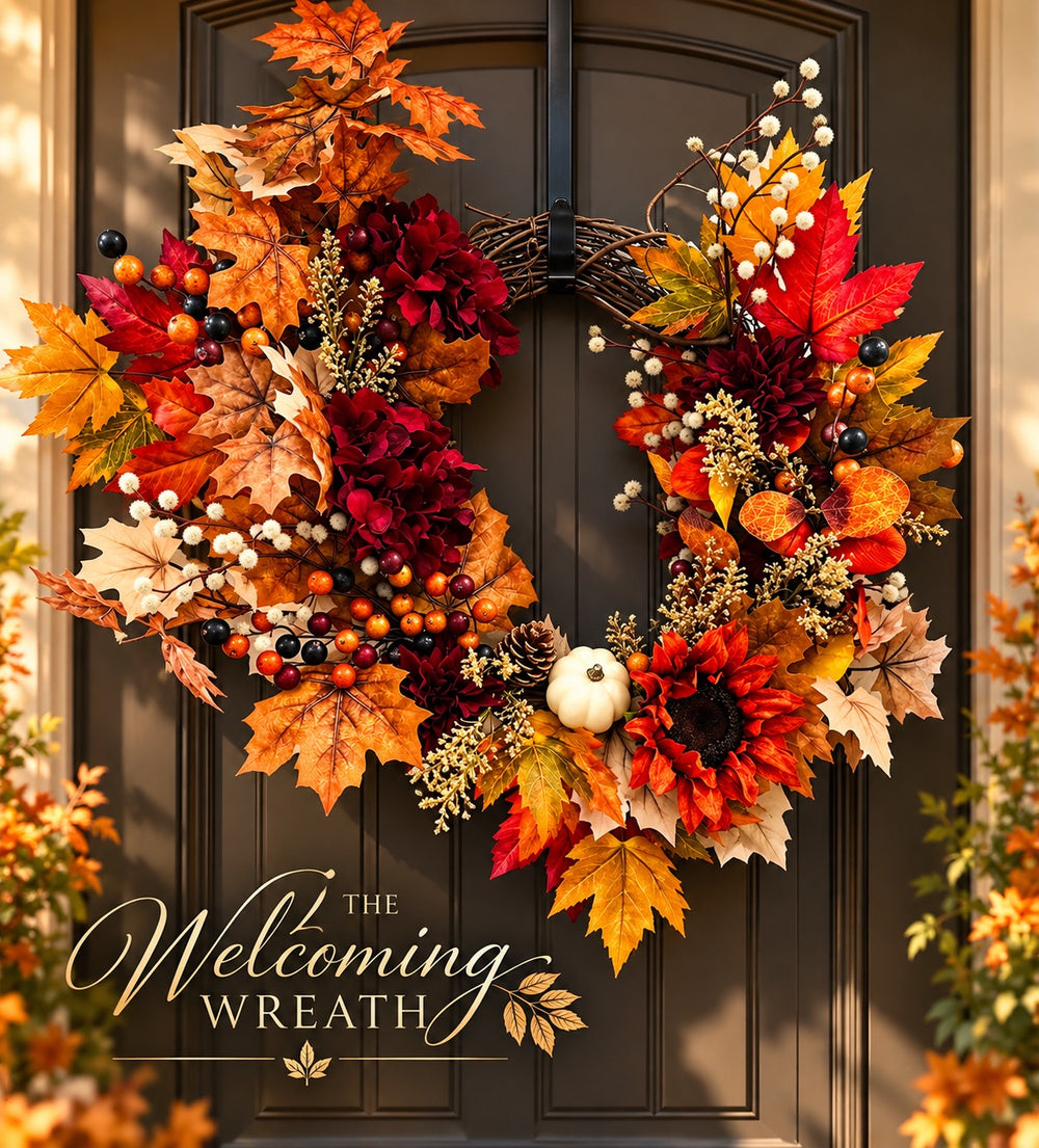 Handcrafted wreath from The Welcoming Wreath